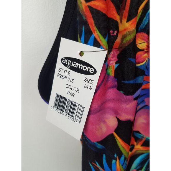 Aquamore Women's Sz. 24 W Chlorine Resistant Zip Paradise Swimsuit NWT - Picture 4 of 7